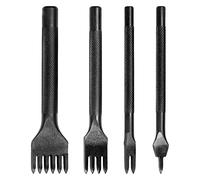 Lot de 4 outils de poinçonnage pour cuir - 5 mm - 1/2/4/6 dents - En forme de losange - Pour le laçage, la couture, le travail du cuir