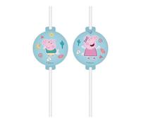 Lot de 4 pailles médaillon papier Peppa Pig