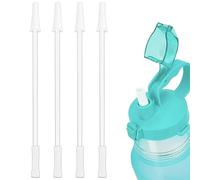 Lot de 4 pailles réutilisables de rechange et 2 brosses nettoyage, pailles à boire en plastique sûres et kit nettoyage paille pour bouteilles d'eau 1000 ml/2000 ml