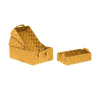 Lot de 4 Paniers avec 2 sangles en Polypropylène et Métal - Jaune Curry