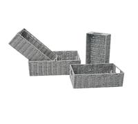 Lot de 4 paniers empilables en Métal et papier - Gris