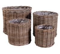 Lot de 4 Paniers Ronds Bogor en Rotin Kubu Naturel - Tailles Assorties