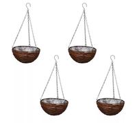 Lot De 4 Paniers Supsendus En Saule Avec Fonds Et Chaine Pendante