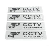 Lot de 4 panneaux en aluminium pour caméra de sécurité avec inscription « For CCTV in Operation » - 15 x 5 cm - Réfléchissant - Imprimé UV - 4 trous - Montage facile - Étanche - Pour la maison et les