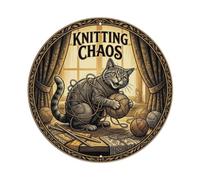 Lot de 4 panneaux métalliques ronds rétro en forme de chat gris