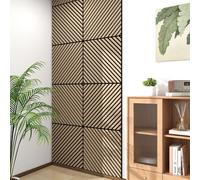 Lot de 4 panneaux muraux acoustiques 3D « Vang » avec lamelles diagonales, 1,44 m², aspect noyer clair