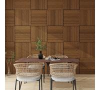 Lot de 4 panneaux muraux acoustiques 3D « Vang » avec lamelles droites 1,44 m² aspect teck