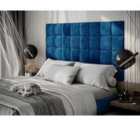 Lot de 4 Panneaux muraux décoratifs rembourrés en Velours pour tête de lit | Planches coussinées | Décor capitonné | Anti-Collision | Traitement insonorisant Acoustique | (Bleu, 4xSquare (25x25cm))