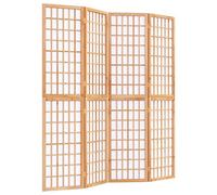 Lot de 4 paravents de style japonais en bois de sapin massif avec papier de riz Shoji - 160 x 170 cm - Pliable comme séparateur de pièce - Brise-vue pour salon, chambre à coucher, bureau