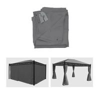 Mendler Parois latérales pour pergola Cadiz – Lot de 4 polyester pour pavillon 4x3 m Gris