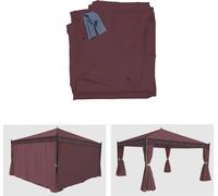 lot de 4 parois latérales pour pergola Cadiz, paroi latérale de rechange pour pavillon 4x4m, polyester ~ rouge-brun