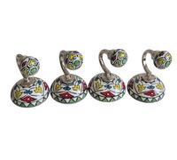 Lot de 4 `Patère Murale Ronde en Céramique Peinte à la Main - Crochet Mural Décoratif pour Salle de Bain, Entrée ou Chambre - Porte Manteau Design pour Serviettes, Vêtements et Sacs- Multicolore