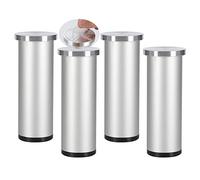 Lot de 4 Pattes de Armoires aluminium Pas de poinçonnage pieds de table basse en verre réglables Meubles Jambes Pieds de support Métal de salle de bain meuble TV,Table (35cm,Couleur aluminium)