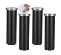 Lot de 4 Pattes de Armoires aluminium Pas de poinçonnage pieds de table basse en verre réglables Meubles Jambes Pieds de support Métal de salle de bain meuble TV,Table (35cm,ponçage noir)