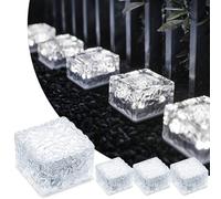 Lot de 4 pavés solaires blancs marche/arrêt extérieur éclairage étanche terrasse, jardin, cour, chemin, patio 7x7x5 cm