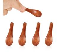 Lot de 4 Petites Cuillères en Bois, 6 cm Pour Épices Mini Cuillères en Bois pour Sauces Sucre Sel Trempettes Épices Miel Moutarde Cuisine