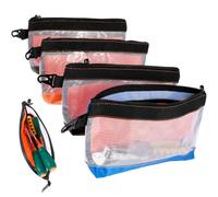 Lot de 4 petites pochettes à outils transparentes en tissu Oxford imperméable 30 x 18 cm avec fermeture éclair et mousqueton, organiseur d'accessoires utilitaires robustes pour douille de tournevis