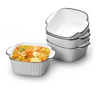 Lot de 4 petits moules en céramique, moules carrés avec poignées en céramique, petit four pour lasagnes, tiramisu, moule à pâtisserie