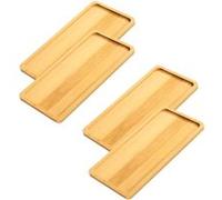Lot de 4 petits plateaux rectangulaires en bambou