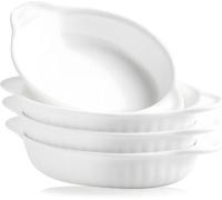 Lot De 4 Petits Plats À Four En Céramique, 350Ml Plats De Cuisson Ovales Avec Poignées, Plats À Gratin Idéal Pour 1 Personnes