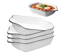 Lot de 4 Petits Plats de Cuisson en Céramique, 26,5 cm Plats de Cuisson Carrés, Plats à Four Rectangulaire En Porcelaine, Plats à Lasagnes Rectangulaires four Lasagnes, Tiramisu