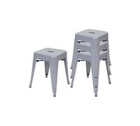- Lot de 4 petits tabourets en métal blanc