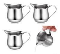Lot de 4 pichets à mousse de lait en acier inoxydable de 56,7 g, 85 g, 141,7 g, 226,8 g pour latte art pour barista pour expresso
