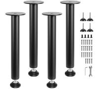 Lot de 4 Pied de table Acier inoxydable pieds Chromé Support de Table Réglable Hauteur 76cm