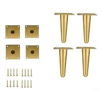 Lot de 4 pieds coniques en titane doré pour canapé, meuble TV, table de chevet, support robuste en acier laminé à froid avec coussinets antidérapants et revêtement antirouille