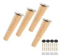 Lot de 4 Pieds de Canapé Bois Massif, Pieds de Meubles pour Fauteuil, Table de Nuit, Armoire, Tiroir(15cm,Oblique)