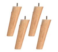 Lot de 4 pieds de meubles coniques en bois massif avec boulon M10 pré-percé pour armoire, lit, commode, chaise, bureau, canapé, support TV