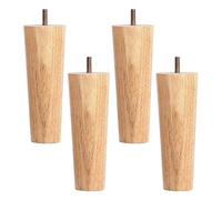 Lot de 4 pieds de meubles coniques en bois massif avec boulon M10 pré-percé pour armoire, lit, commode, chaise, bureau, canapé, support TV