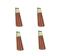 Lot de 4 pieds de meubles coniques en bois massif avec manchons en laiton, pieds de rechange de 12 cm pour canapé, lit, armoire, chaise - Mise à niveau durable de la maison