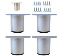 Lot de 4 pieds de meubles de cuisine en Aluminium - Réglables - Ronds - pied de support pour canapé de meuble capacité de charge 100 kg-5cm-Blanc