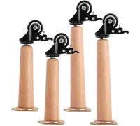 Lot de 4 pieds de meubles en bois élégants de 45,7 cm avec roulettes durables - Pieds de rechange coniques pour canapé, bureau, table à manger - Améliore la décoration d'intérieur et la stabilité (45