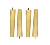 Lot de 4 pieds de meubles en chêne massif coniques en bois naturel pour table basse, meuble TV, options de hauteur 6 à 70 cm, haute dureté et stabilité, pieds filetés M10 (70 cm)