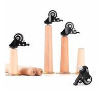 Lot de 4 pieds de meubles fuselés en bois avec roulettes 60 cm Idéal pour armoires, tables basses, tables de chevet, commodes, chaises de rechange
