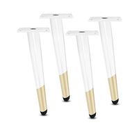 Lot de 4 Pieds de Meubles Tube Cône Oblique en Métal Meubles Jambes Pattes de Meuble blanc or pour les Armoires,Meubles TV,Tiroirs,Table de Chevet,Canapé,Lit Mobilier Remplacement (30cm)