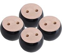 Lot de 4 pieds de rechange ronds en bois pour meubles, commodes, canapés, armoires, canapés, 5,1 cm de haut - Noir