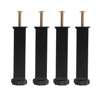 Lot de 4 Pieds de Support de Lit Reglable Acier Pied Sommier Pieds d'armoire Pattes de Meuble,Accessoires pour Cadre De Lit,avec Vis,Tube Carré,Installation à un trou (30cm/11.8in,Black)