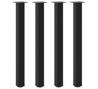 Lot de 4 pieds de table bar en acier noir, hauteur 100-102 cm, pieds | Acier revêtu par poudre, vis M5 x 18 incluses, support 140 x 140 mm, utilisation table bar