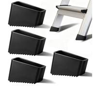 Lot de 4 pieds d'échelle en caoutchouc antidérapants de rechange pour échelles - Capuchons de protection de sol durables pour pieds de 20 x 50 mm - Noir