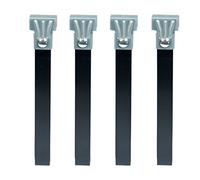Lot de 4 pieds pour sommier en Métal coloris Noir - Hauteur 25 cm x 3,5 cm