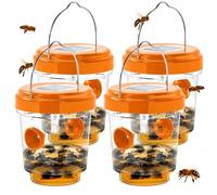 Lot de 4 pièges à guêpes d'extérieur à suspendre, pièges à abeilles, frelons jaunes, réutilisables, attrape-guêpes d'abeilles pour jardin, terrasse, cour, verger