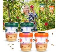 Lot de 4 pièges à guêpes lumineux à énergie solaire | Attrape-insectes volants efficace avec lumière d'attraction - Résistant aux intempéries - Pour jardin, terrasse
