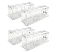 Lot de 4 pièges à souris vivants - Réutilisables pour attraper et libérer - Pour l'intérieur et l'extérieur - Sans danger pour les enfants et les animaux domestiques, sans colle, sans électricité