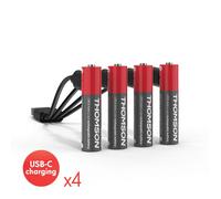 Lot de 4 Piles AAA / LR03 Li-ion 1.5V rechargeables par USB-C avec câble multi USB - 520302 - Thomson