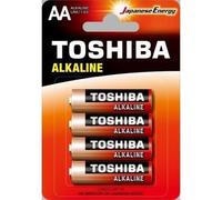Lot de 4 piles alcalines AA Toshiba LR6 1,5 V