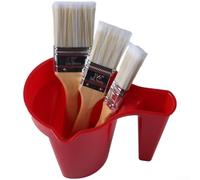Lot de 4 pinceaux à manche en bois, outils de peinture, kit de 4 pièces avec gobelet, 2,5 cm, 3,8 cm, 5,1 cm pour menuiserie, décoration d'intérieur (rouge)
