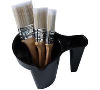 Lot de 4 pinceaux à manche en bois, outils de peinture, kit de 4 pièces avec gobelet, 2,5 cm, 3,8 cm, 5,1 cm, pour menuiserie, décoration d'intérieur (noir)